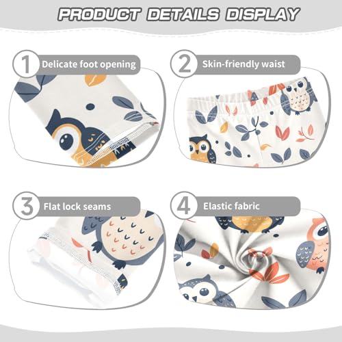 Cartoon Owl Girls Leggings,Workout Leggings for Girls Toddler Athletic Legging Size for 3-10T3