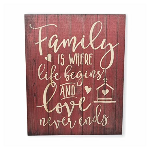 Familia es Donde vida comienza y el amor nunca termina rústico para la pared 12 x 15