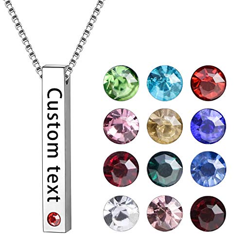 Colgante Personalizado Personalizado Barra de Acero Inoxidable cuboide Collar Colgante para Regalo (con Piedra de Nacimiento) Cover