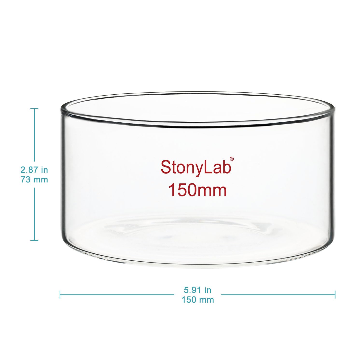 stonylab Piatto per Cristallizzazione, Piatti per Cristallizzazione in Vetro di Borosilicato a Parete Spessa per Cristallizzazione ed Evaporazione di Laboratorio, Fondo Piatto, Senza Becco