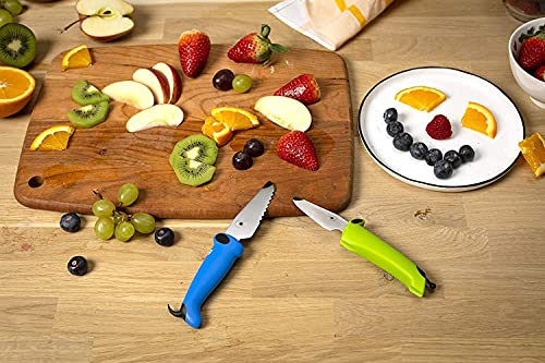 KUHN RIKON Kinderkitchen Messer Hund mit Zähnen blau, Kindermesser ab 3 Jahren, Stainless Steel