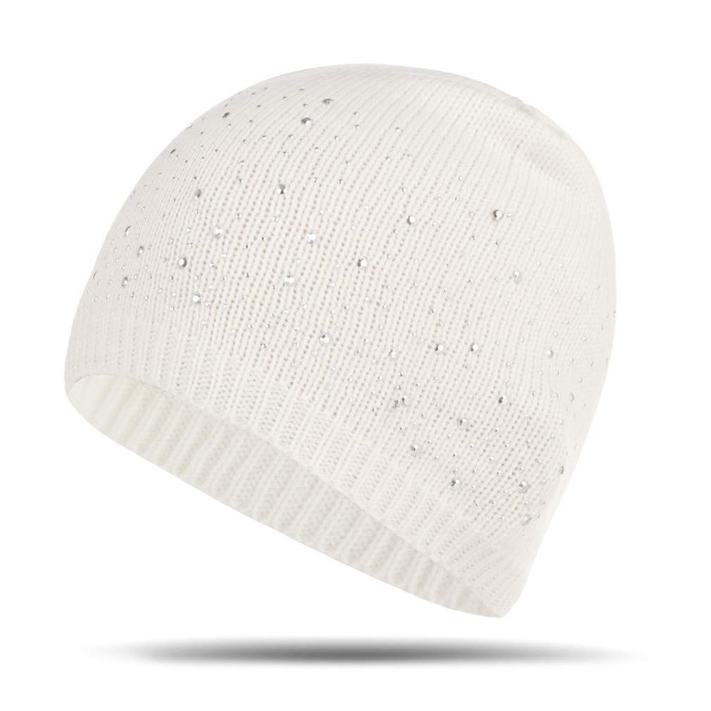 Ulalaza Women's Style1-4 Sparkle Cable Knit Hat Pom Pom Beanie Skull Stocking Hat Cuff Beanie Cap For