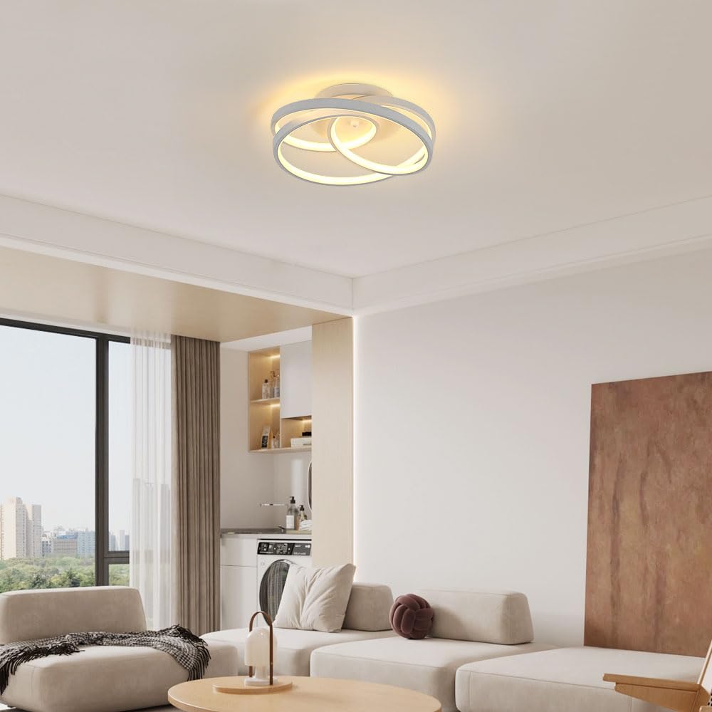 Goeco Plafoniera LED Soffitto Moderna 40W 3000K 30CM Rotondo, Bianco | 4500LM Lampada da Soffitto LED Luce Bianco Caldo Plafoniere per Camera da Letto, Sala, Corridoio