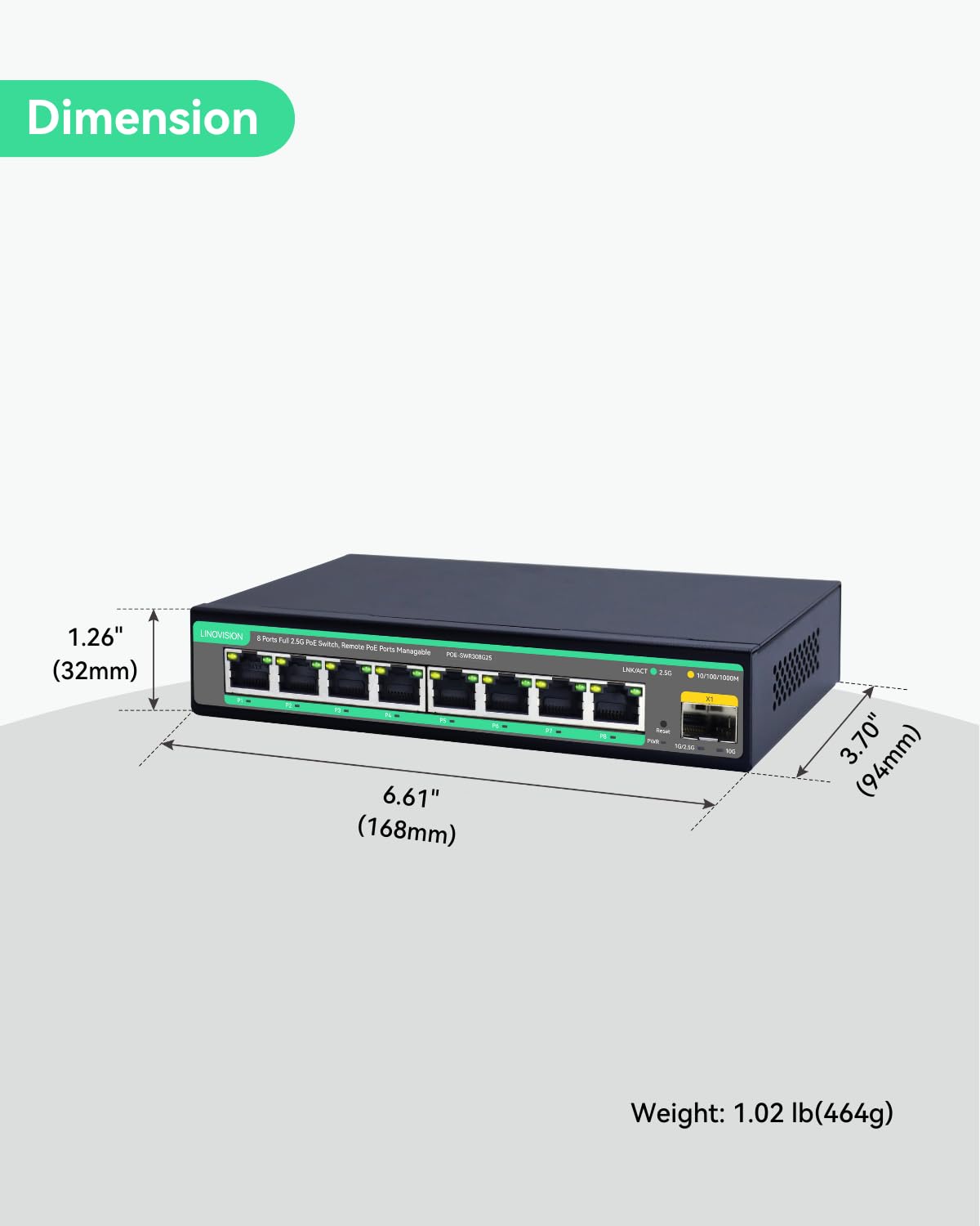 LINOVISION Switch PoE gestito cloud 2.5G con Uplink SFP 10G, budget PoE 130W, IEEE802.3af/at, rete ad alta velocità 2.5G per giochi online, AP WiFi 6, ufficio