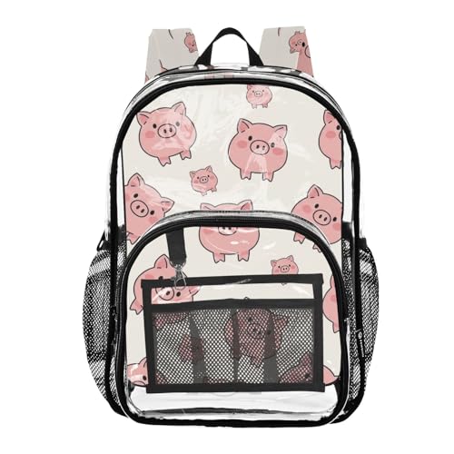 Women Clear Backpack Cute Cute Cartoon Pink Pigs Beige Kids Backpack Boys Girls Approved Shoulder Bag