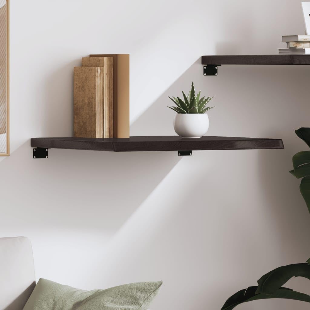 YUANCHUTOP 60x50cm Live Edge Floating Wall Shelves, Rustic Wood Wall Shelves, Natural Decor Shelf Unit Wall Mounted for Living Room, Kitchen, Office, Bedroom