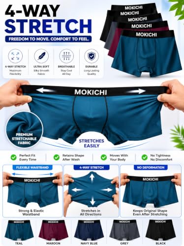 Image of Men's Boxer Briefs for Men Pack of 5 | Soft Stretchable Trunks with Elastic Waistband | Comfortable Breathable Innerwear, Sports & Gym