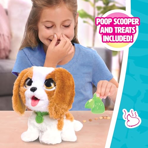 Just Play furReal Poop-a-Lots Cavalier King Charles Spaniel, interaktives, 20,3 cm großes, laufendes Plüschtier, Hündchen mit Leine, das „Häufchen“ Macht, 6-teilig, Kinderspielzeug ab 4 Jahren