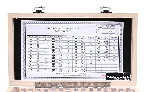 Image of Accusize Steel Gage Block Set, Grade AS-2, 81 Pc, P900-S583 | ASME B89.1.9-2002, Hardened Steel, Corrosion-Resistant, with Certificate of Inspection
