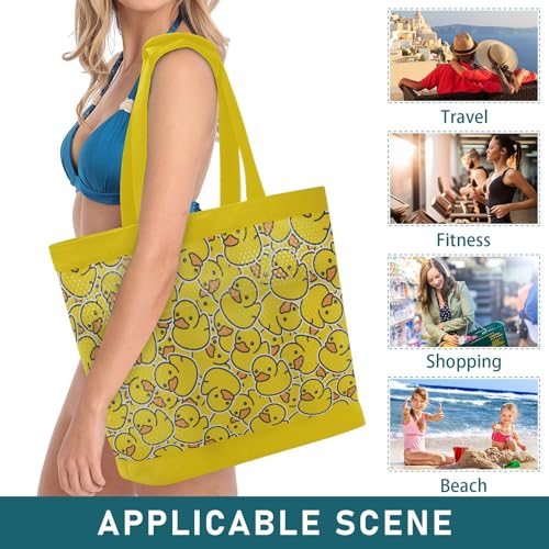 Waterproof Beach Tote Pool Bags Yellow Rubber Duck Unisex Gym Tote Carry On Bag With Compartment and Zipper Vacation Essentials2