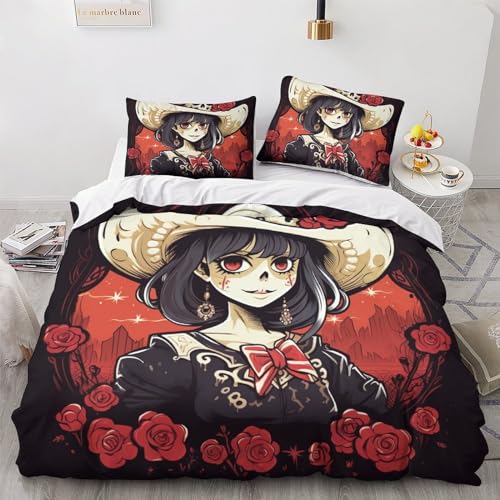 Housse de couette skeleton 200x200 parure lit microfibre 3 pcs - 2