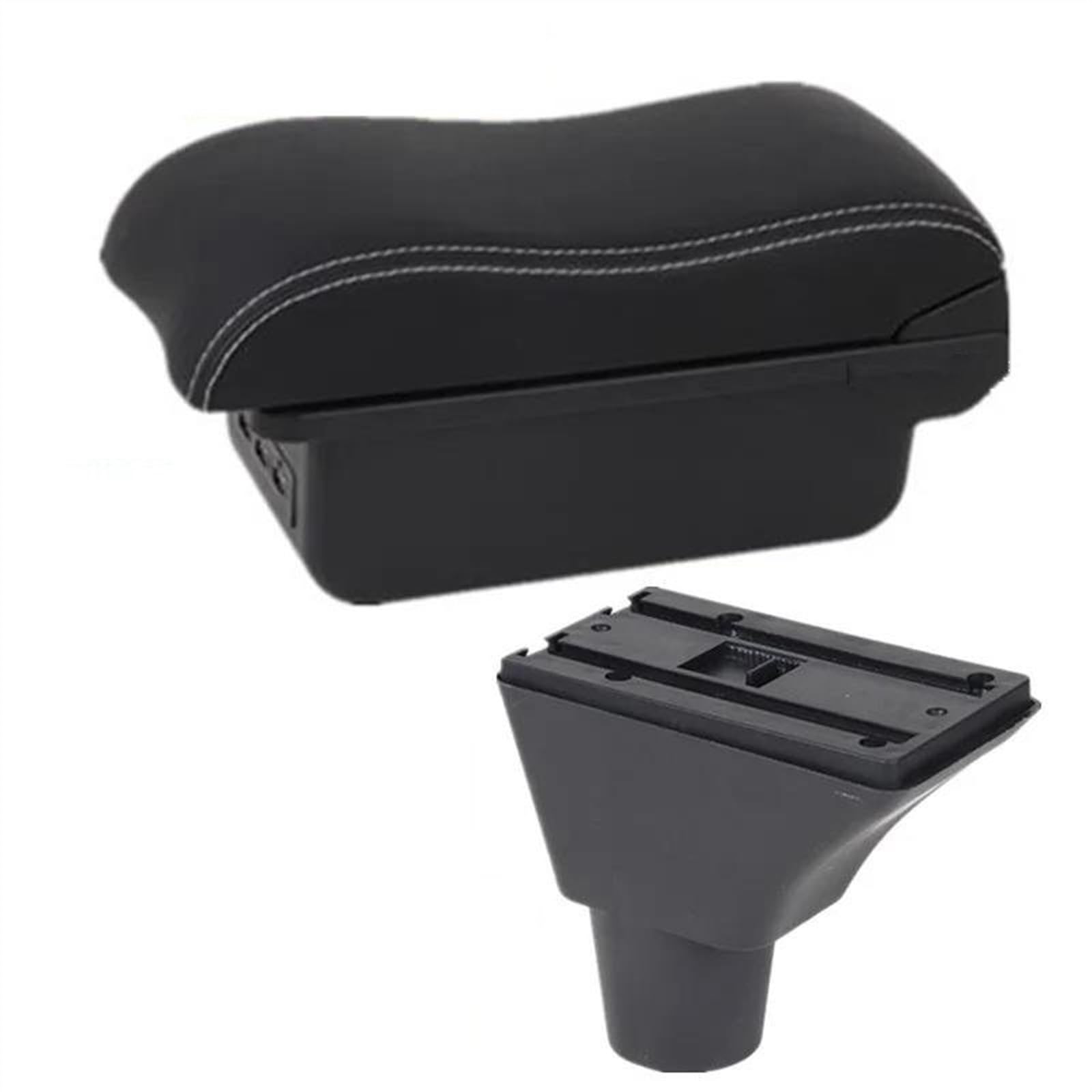NOHEEU Car Interior Accessories Center Console Storage Box Multi-function Armrest For Ibiza 6j 6L(B white line 3USB)