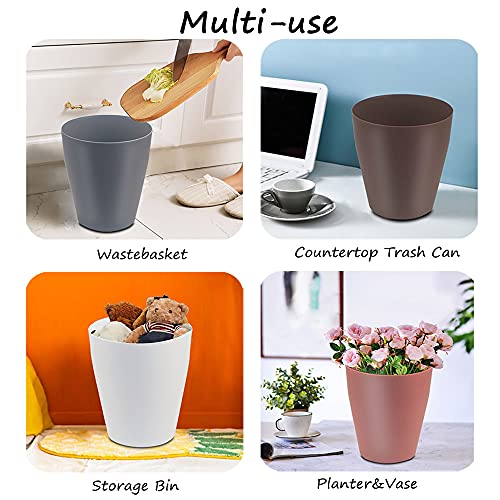 Image of Feisco Small Trash Can,Plastic Round Bathroom Wastebasket Garbage Can for Bathroom Bedroom Kitchen Office (White, Pack of 4)