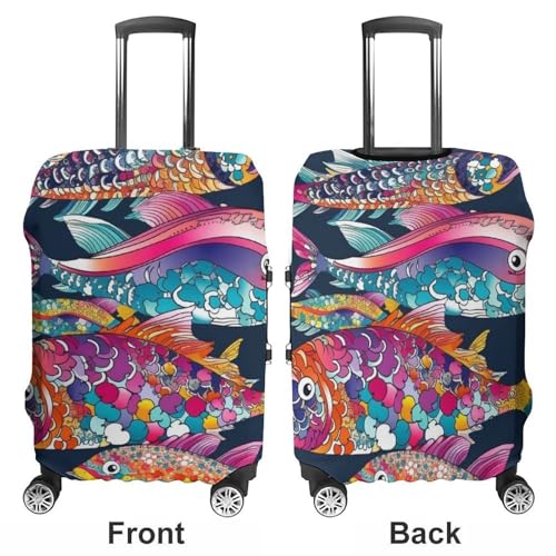 Travel Luggage Cover Elastic Suitcase Protector Anti-Scratch Washable Colorful Fish Luggage Sleeve Tsa Approved Carry on Covers Baggage Cover Fits 18-32 Inch Luggages3