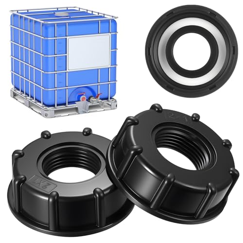 Adaptador IBC 1 Pulgada Roscado Interno, 2 Unidades Tapa Adaptadora IBC, Cierre de Grifo de Salida para Tanque IBC de Plástico S60x6 Accesorios para Contenedores de Agua 1000l
