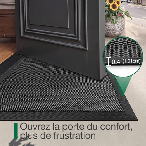 Paillasson extérieur tapis entrée antidérapant gris foncé 80x120 cm - 6