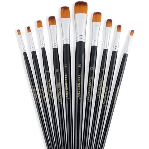 Transon 10-Piece Synthetic Filbert Brush Set Cover