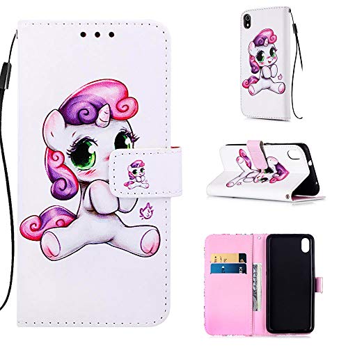 ONV Xiaomi Redmi 7A Case - Painted Pattern Leather Phone Case for Xiaomi Redmi 7A Wallet Case with Card Slots for Xiaomi Redmi 7A Flip Cover [Animal] - Pony 1