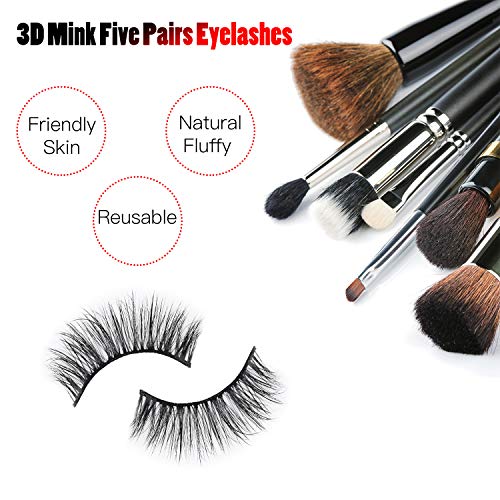 False Eyelashes Set 5 Pairs Styles, Fluffy 3D Eyelash Reusable, Mink Lashes Natural Look, Lashes for Women Handmade