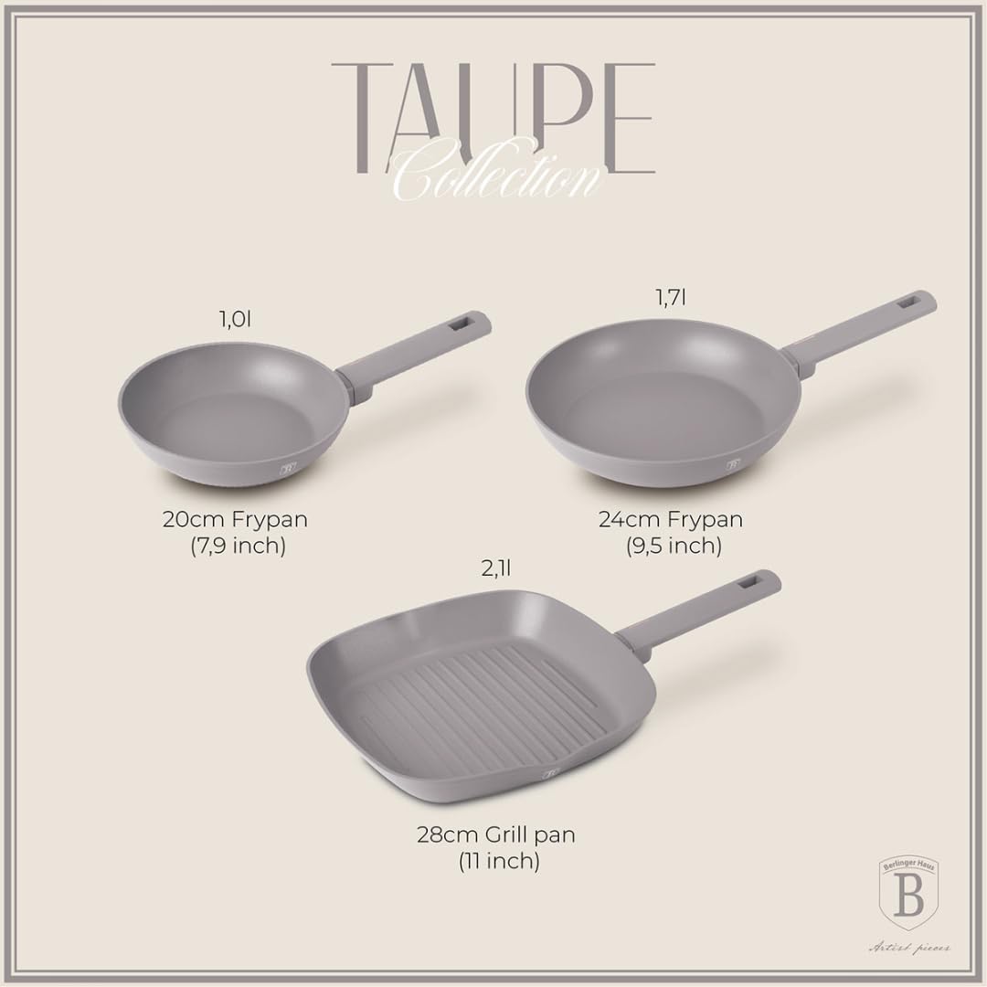 Casserole à Lait Berlinger Haus 1,2L | Revêtement Titanium Antiadhésif | Design Élégant Taupe | Poignée Soft Touch