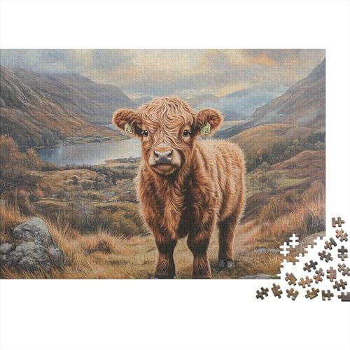 Puzzle de 1000 piezas del ternero de las Tierras Altas, el regalo ideal para mayores de 14 años