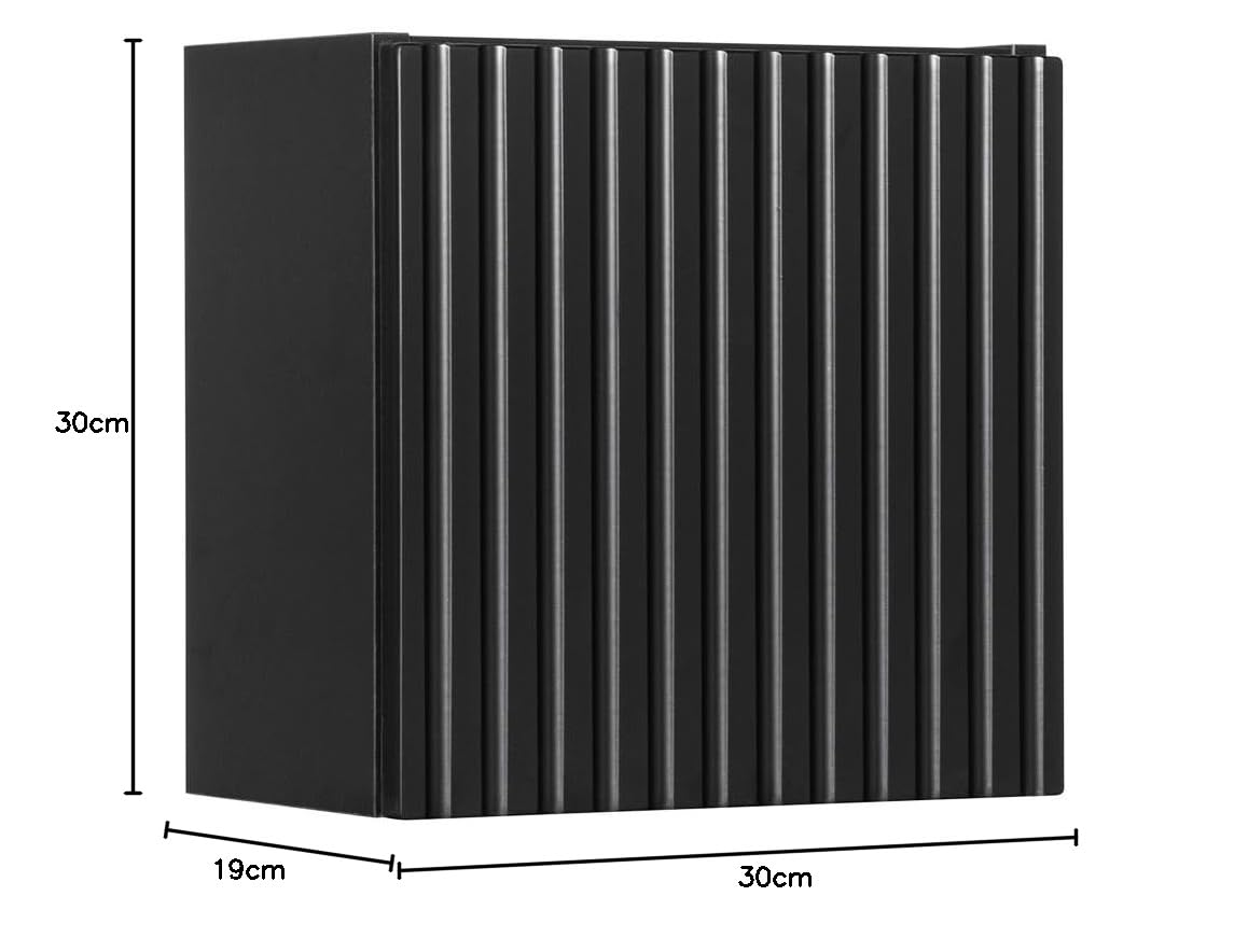 Lomadox Armoire murale de salle de bain - 30 cm - Noir - Rainurée - Meuble de salle de bain - Dimensions (l x H x P) : environ 30/30/19 cm
