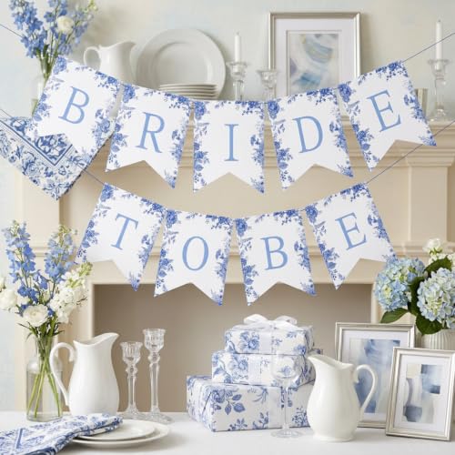 JeVenis Bride To Be Banner Blue Bridal Shower Bachelorette Decoration