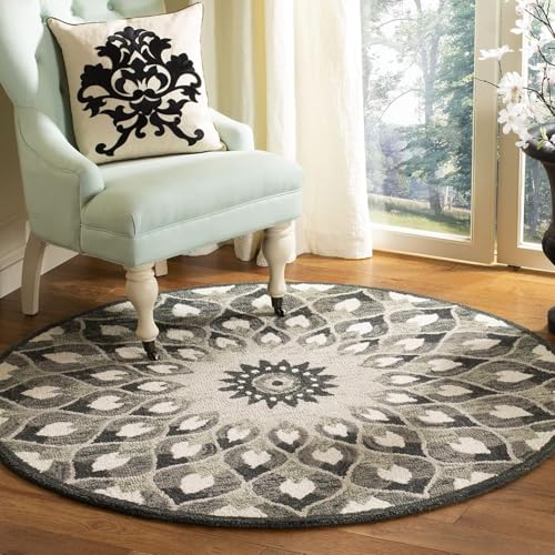 Image of Sifa Carpet Traditional Floral Round Area Rug - Hand-Tufted New Zealand Wool Circular Carpet for Dining Room & Bedroom Weight -21 Pund, Size-6x6 Feet (72x72 Inch Round)