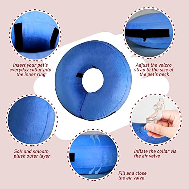 Inflatable Dog Cone Collar-Soft Protective Cone for Dogs After Surgery,Dog Donut Collar for Large Medium Small Dogs and Cats (Blue,X-Large)-mYchJA8p