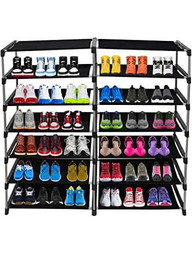 Image of Multi Utility 12 Layer Shelf Collapsible Metal Pipes with Non-Woven 100GSM Fabric Cover for Shoe /Cloth /Toy /Books Rack (Dark Blue, Metal)