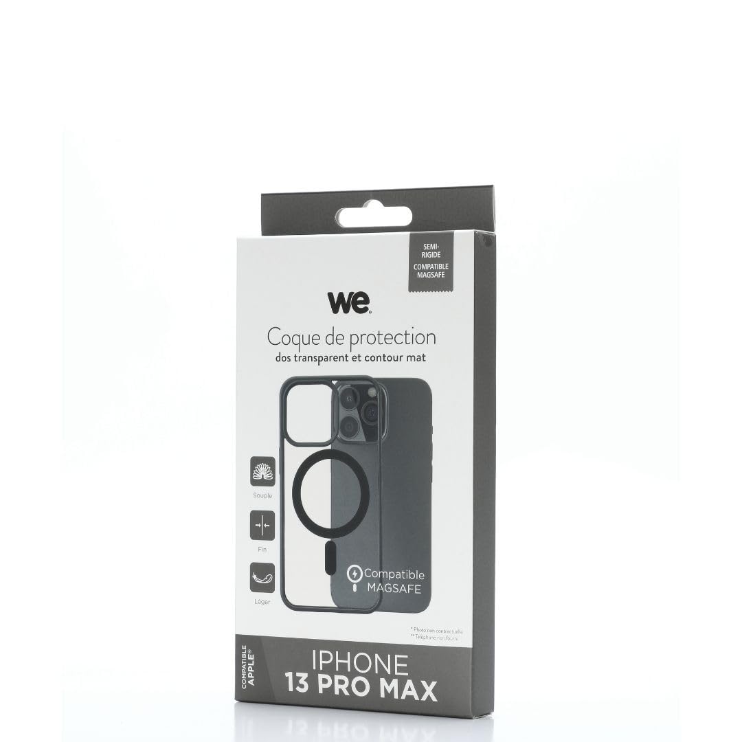 WE Custodia protettiva trasparente a 4 angoli rinforzati, antiurto, ultra resistente, semirigida, compatibile con iPhone 13 Pro Max