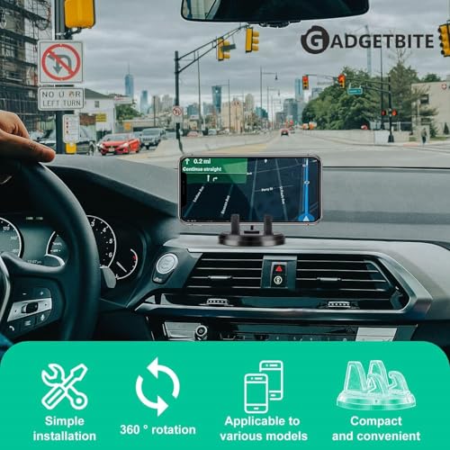 Image of Car Mobile Holder for Dashboard Universal 360 Degree Rotation Phone Stand for Car Anti Slip Silicone Mount For Car With Adhesive Cup Strong Grip Mount Single Hand Use Shockproof Build Car Mobile Stand