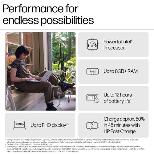 Image of HP Chromebook x360 14b 2 in 1 Touchscreen Laptop (14 inch FHD IPS, Intel Core i3-N305, 8GB DDR5 RAM, 128GB UFS Storage) Students, Home,1080p Webcam, Backlit, Fast Charge, Light Weight, Wi-Fi, Chrome OS