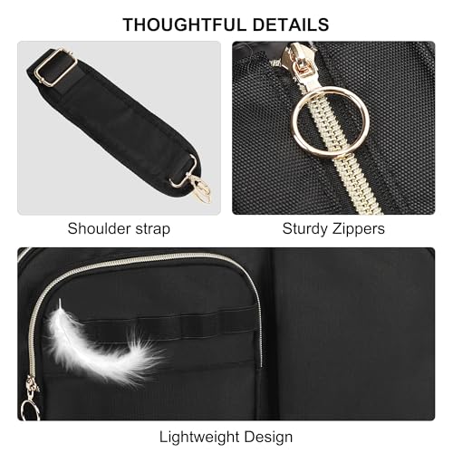 Laptop Tote Bag for Women, 15.6-Inch Teacher Tote Bag with Compartments, Lightweight Nurse Work Bag with Detachable Strap, Black Shoulder Bags for Travel, College, Business Trip4