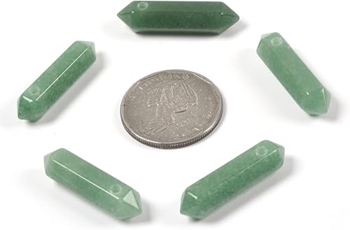 Miniatura 3 de Varita hexagonal de aventurina verde de 1.260 in, piedra preciosa natural, para hacer joyas, cuentas curativas de reiki para chakras, reiki, agujero