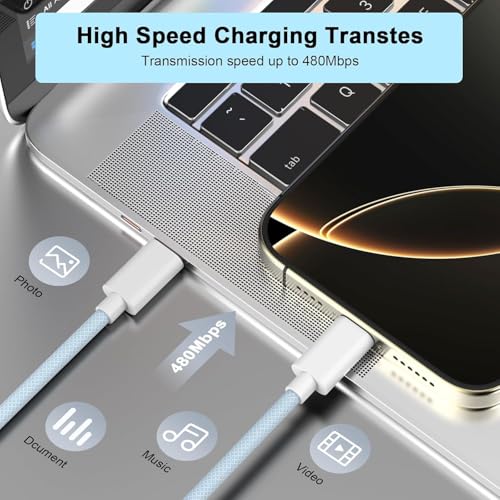 Image of iPhone 17 16 15 Charger Fast Charging 40W,[Apple MFi Certified] 1Pack USBC Wall Charger Block with 6FT USB to USB C Cable USB-C Fast Charger for iPhone 17 (CBlue)