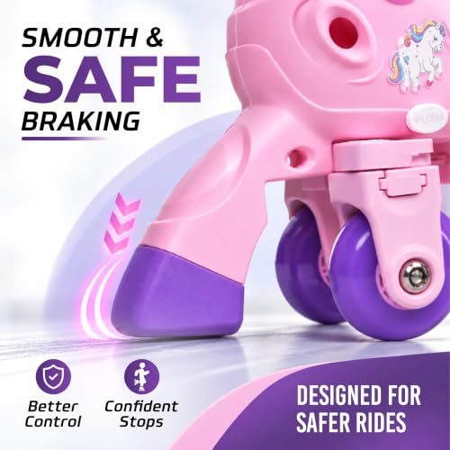 Image of Airavat 2-in-1 Rolling Skates for Kids | Convertible Roller & Inline Skates | ABEC-7 Bearings | High-Grip PU Wheels | Cushion Fit Padding | Secure Buckle & Strap | Pink