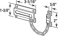 Vista 2 de Prime-Line MP10304 - Cerradura de cadena para puerta, 3-5/16 pulgadas, latón extruido, niquelado satinado, cadena de 6 pulgadas (paquete individual)