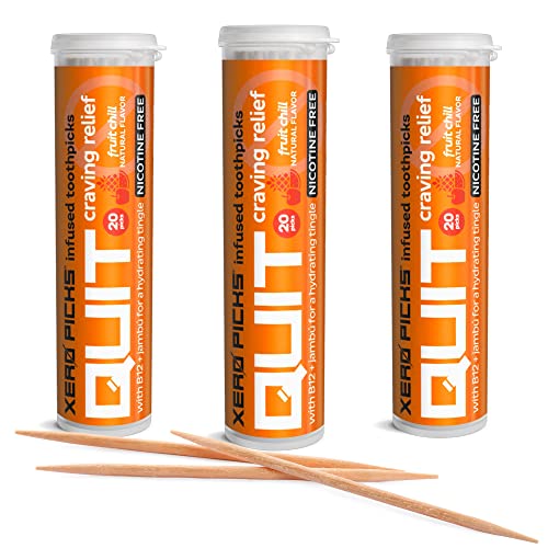 Image of Xero Picks Infused Flavored Toothpicks to Help Quit Smoking - Nicotine Free (Fruit Chill, 3 Pack) Non-GMO Kosher Vegan