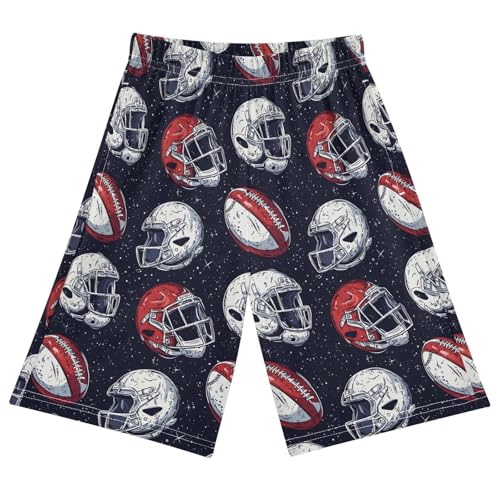 ALAZA Football Ball Black Helmet Pajama Shorts Sleep Shorts Pant Lounge Pajama Bottoms Elastic Waist with Pockets