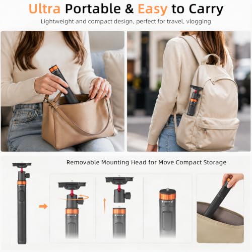 Jishane Action Camera Tripod with 360° Ball Head, 66.5'' Selfie Stick Tripod with iPhone Holder & Action Camera Adapter, Compatible with Smartphone, Gopro Hero 13/12, DJI Action 6/5 pro/5, Insta360 X5 — view 3