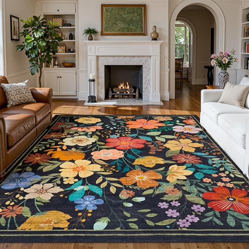 Tapete decorativo floral antideslizante 8' x 10' miniatura 1