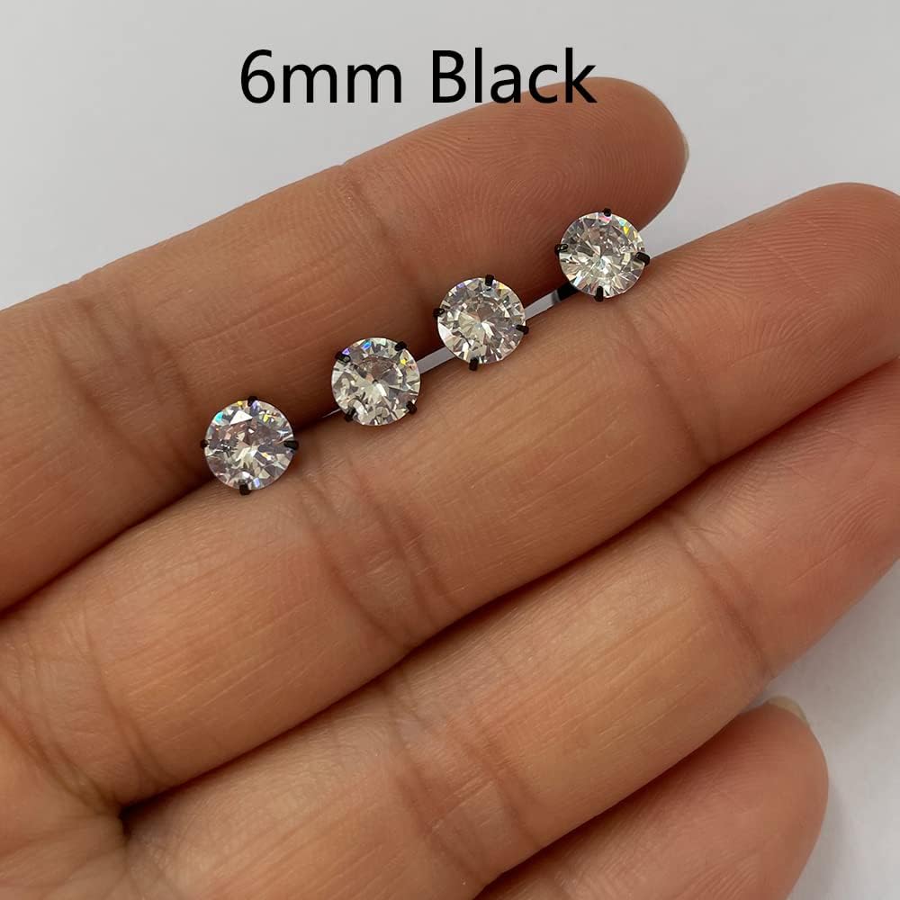 Flat Screw Back Stud Earrings,Safety Screw on Flatback CZ Earrings for Cartilage Helix Piercing for Women Men Hypoallergenic - Image 3