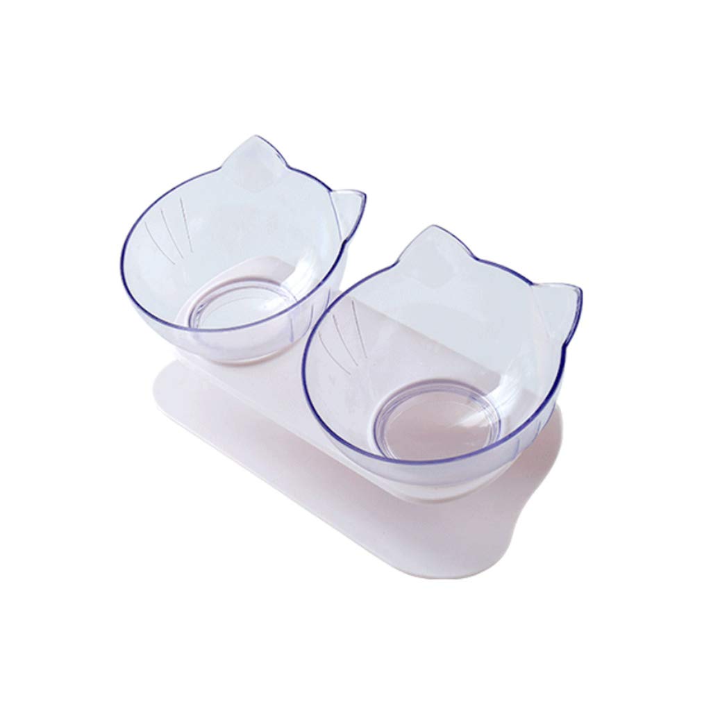 JOERBABU Cat Food Bowl Set Raised Small Dog Bowls for Food and Water 15° Tilted Elevated Double Dishes with Stand for Puppy