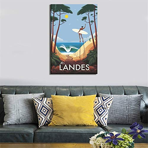 RMLKS Affiche de voyage vintage Les Landes Décoration murale décorative pour chambre – vue 4