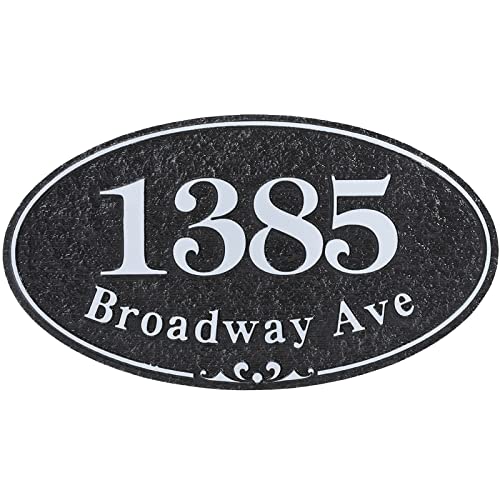 Custom Address Plaque House Number Sign Oval - Home Address Numbers Plate House Sign Personalized,Garden Street Wall Sign,Fade Resistance|Any Letters & Numbers 9.8 X 5.9 Inches #TOP1