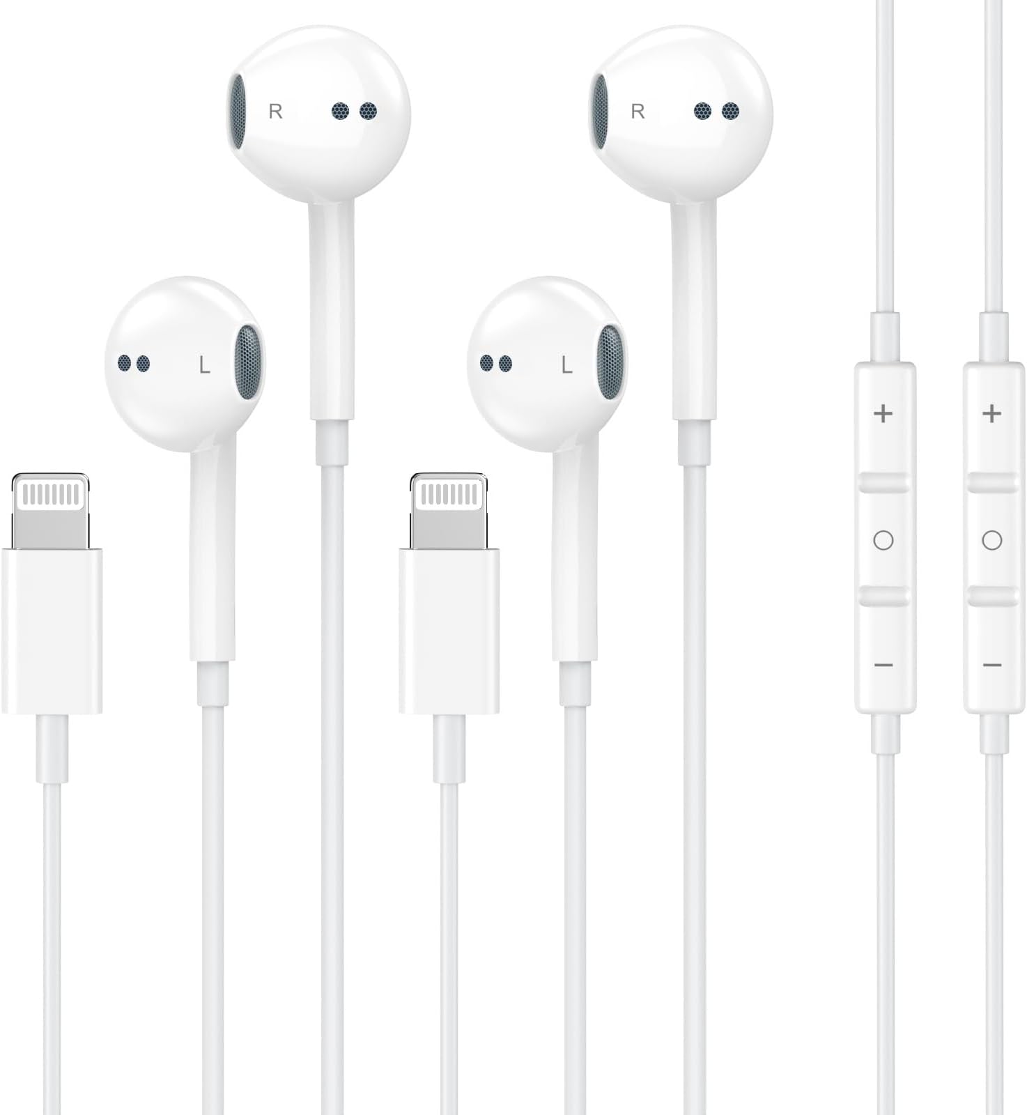 2 Pack Wired Headphones for iPhone Earbuds with Built-in Microphone & Volume Control Nosie Reduction Earphones Headsets Compatible with iPhone 14 13 12 11 Pro Max XS XR X 8 7, Support All iOS System