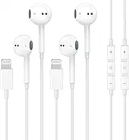 Pacote com 2 fones de ouvido com fio para iPhone com microfone integrado e controle de volume, fones de ouvido com redução de Nosie compatíveis com iPhone 14 13 12 11 Pro Max XS XR X 8 7, compatível