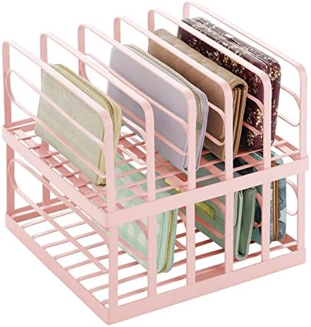 mDesign Clutch Bag Organiser  Practical Handbag Storage with 5 Sections for Purses, Wallets, Card Pouches etc.  Plastic Tray for Wallets  Set of 2  Chrome