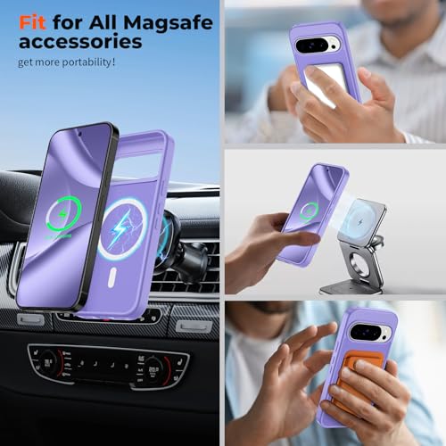 Image of SUPFINE Magnetic for Google Pixel 10 Pro Case /Pixel 10 Case with Screen Protector, (Built-in Magnets) ((Military Grade Drop Protection) Slim Translucent Shockproof Phone Case,Purple